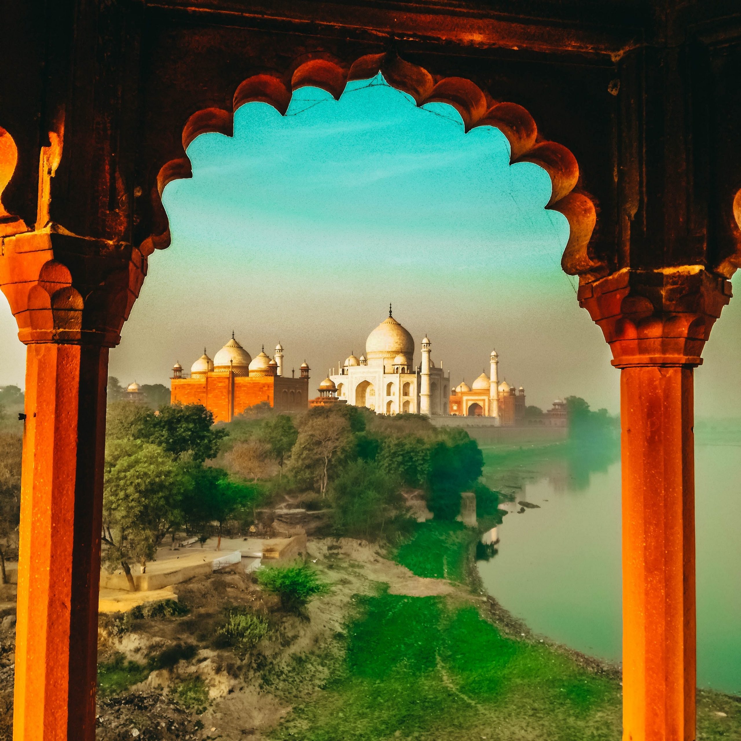 Taj Mahal View from Agra Fort.